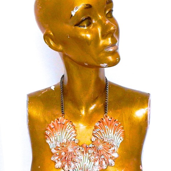 MILLION DOLLAR MERMAID COLLAR ROSE GOLD RHINESTONE - Picture 2 of 4